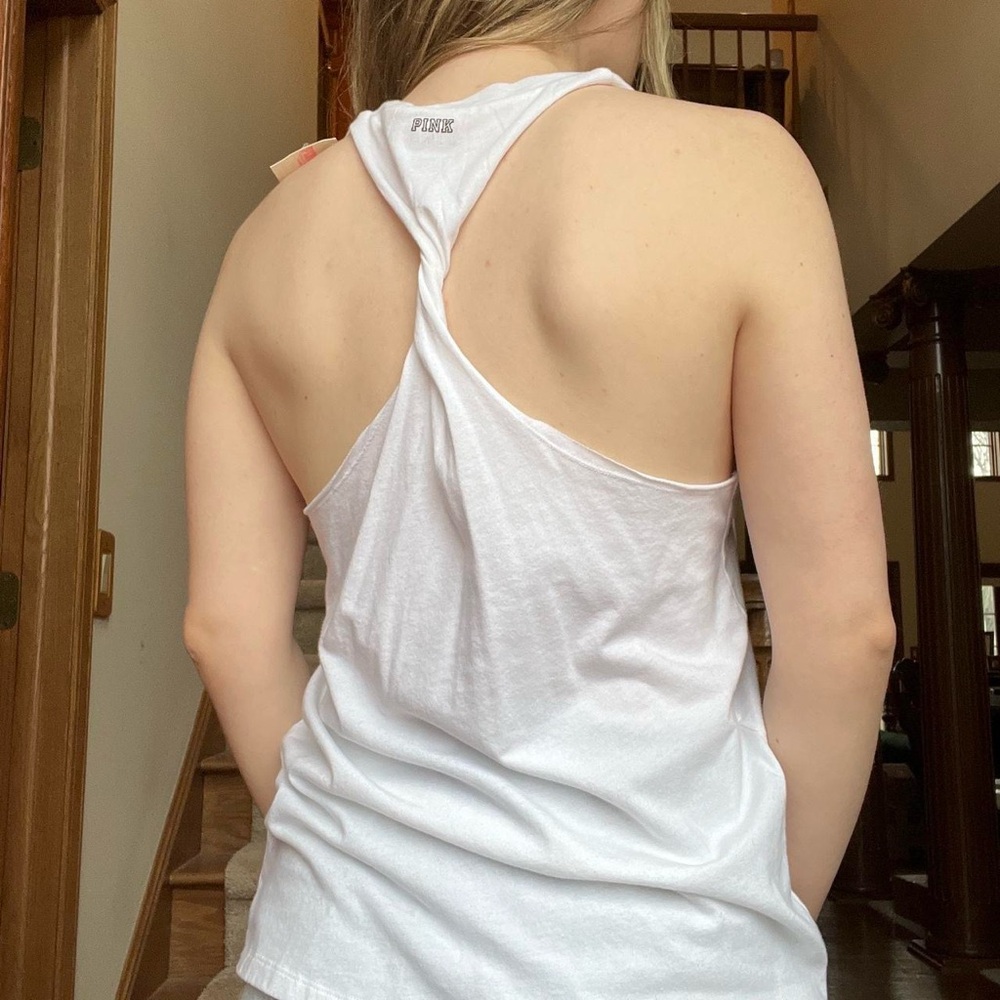 Victoria’s Secret Pink White Twist Back Muscle Tank | New with Tags